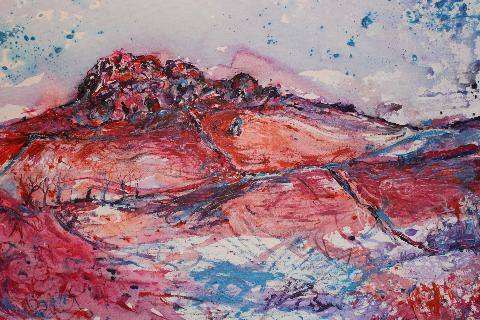 Vibrant Almscliffe Crag, unframed original painting