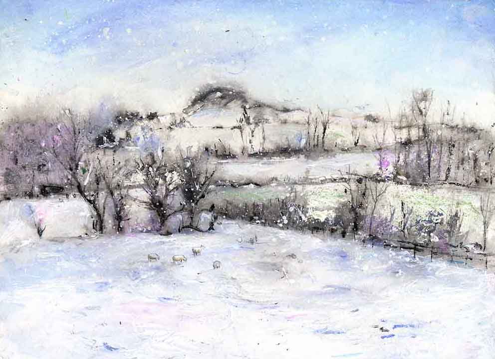 Wintry Almscliffe Crag, unframed Giclée limited edition print