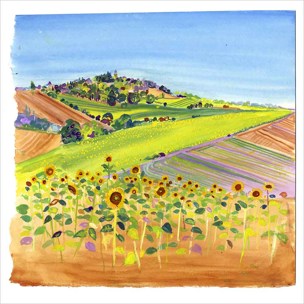 Yellow Sunflowers in France, unframed original painting